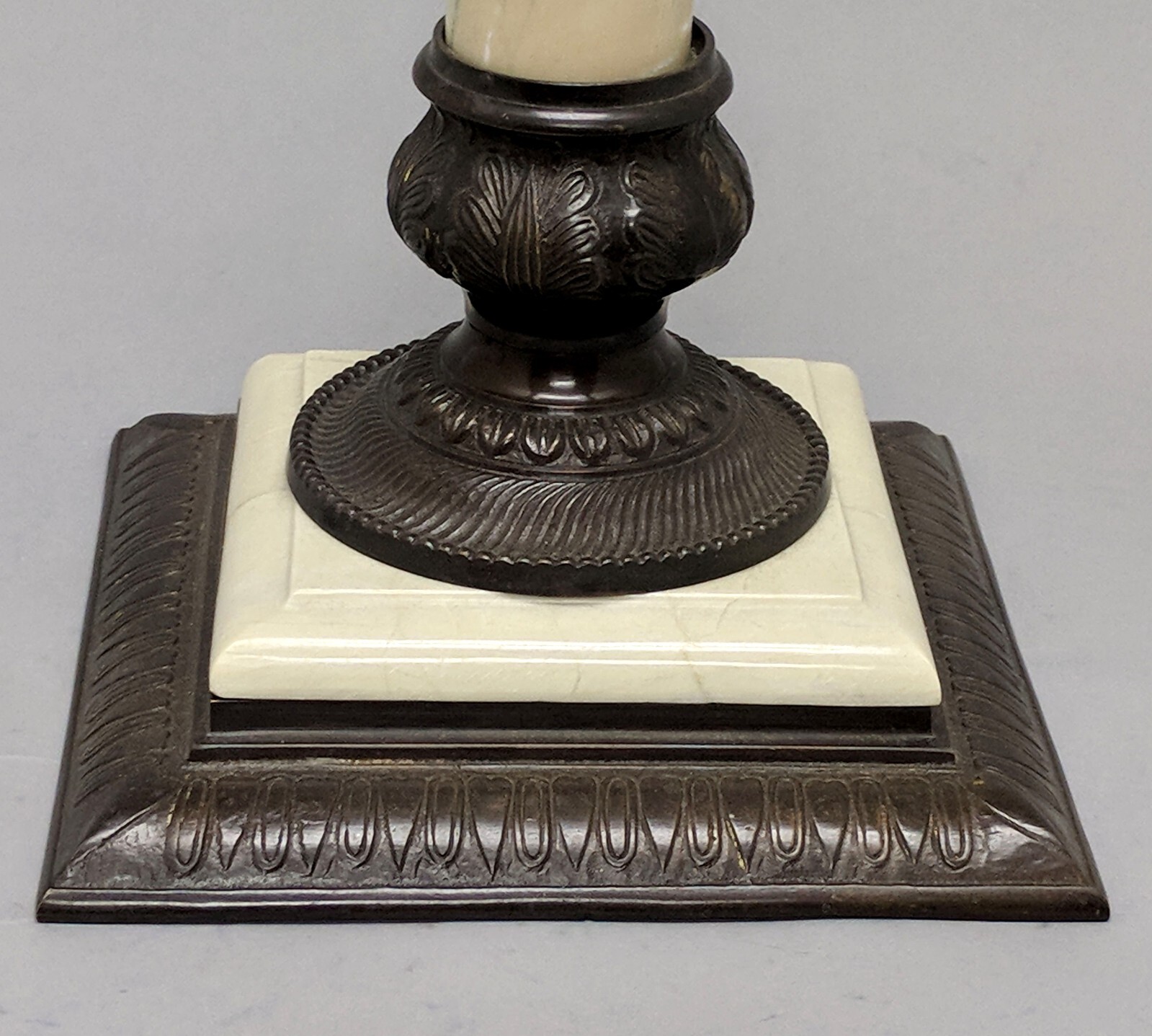 Floral Stand Bronze on Brass Ivory Marble Pole & Base 10.5″D 32″Hi FREE SHIPPING
