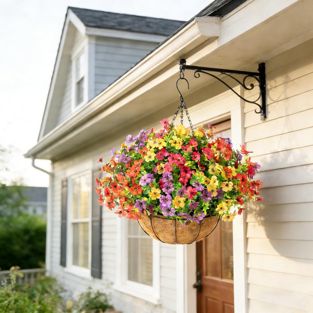 Artificial Outdoor Hanging Flower Basket Faux Silk UV Resistant Spring Summer…