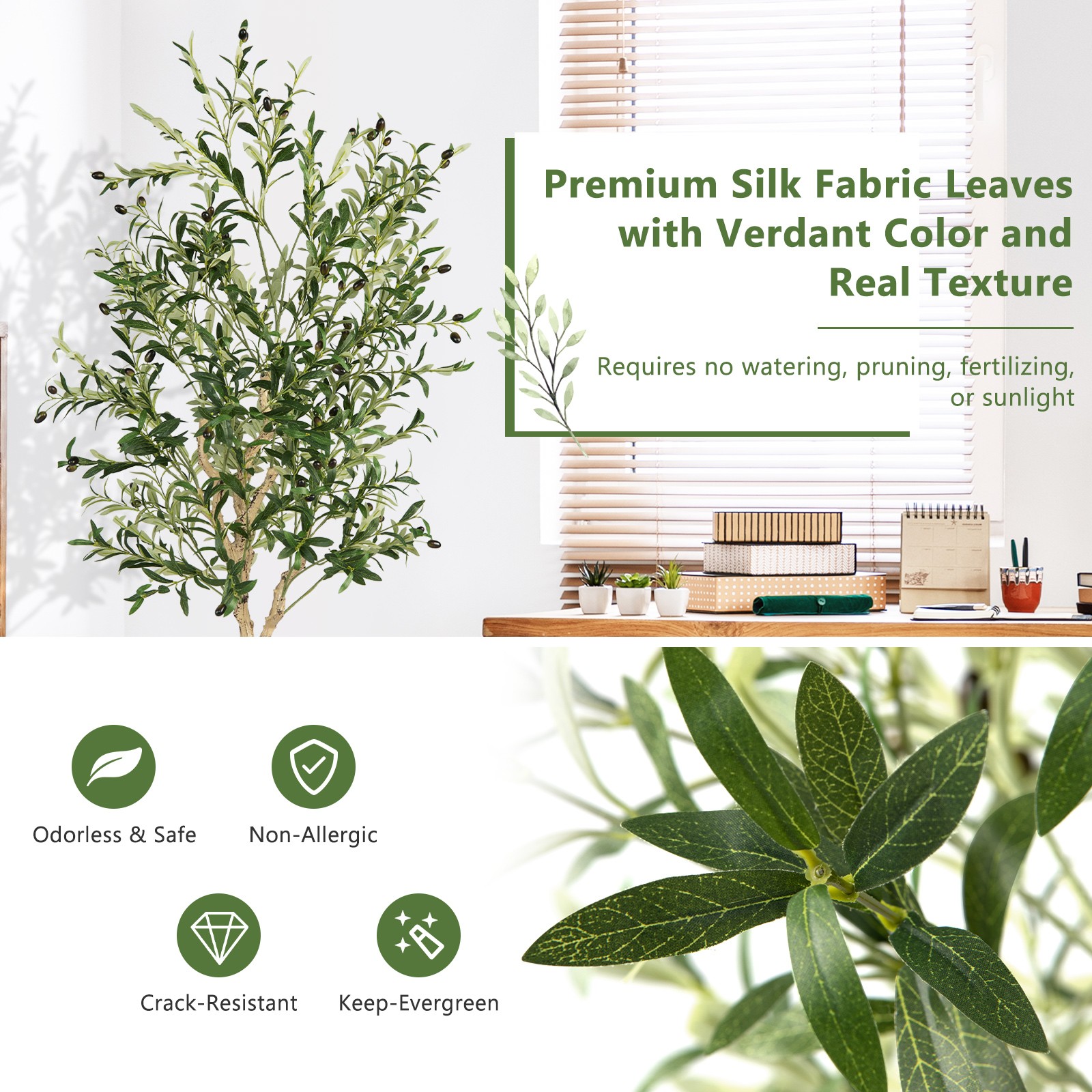 RENATONE 2-Pack Artificial Olive Tree 6 FT Tall Faux Olive Plants