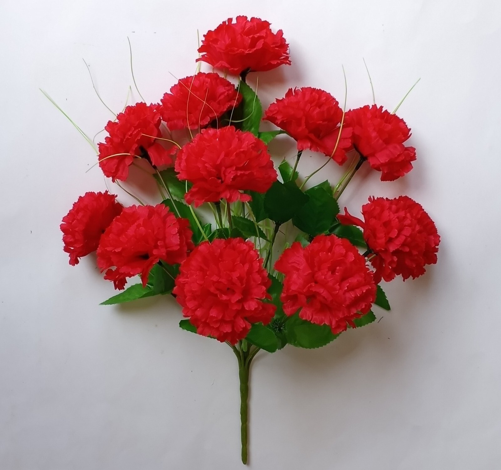 Red Carnation Bush 12-Bloom 17″H Silk Fake Flower Holiday In/Outdoor Decor USA