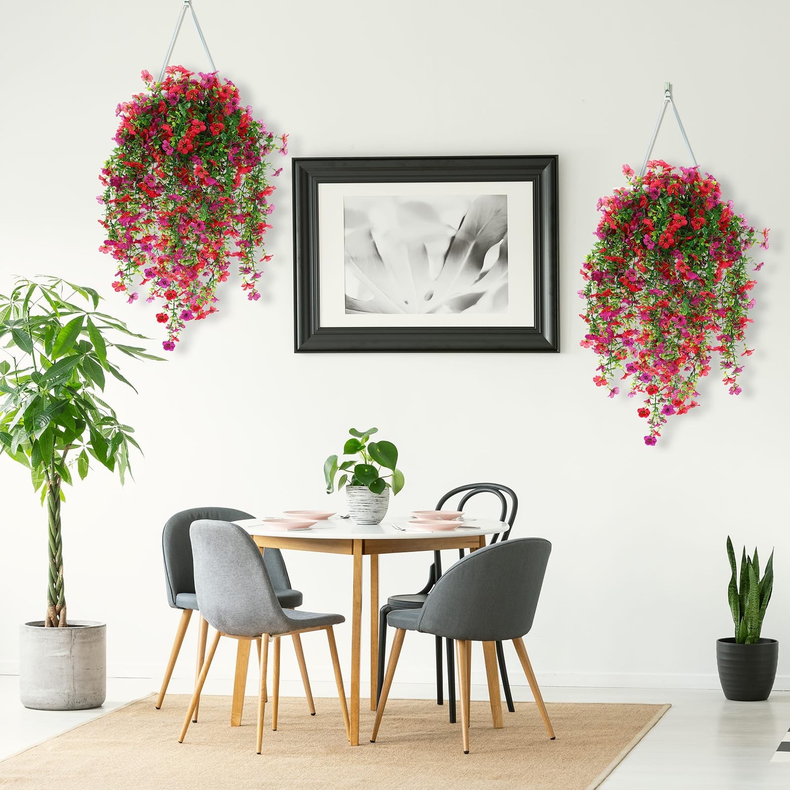 4 Pcs 30In Artificial Hanging Flowers for Outdoor Planter 156 Branches Traili…