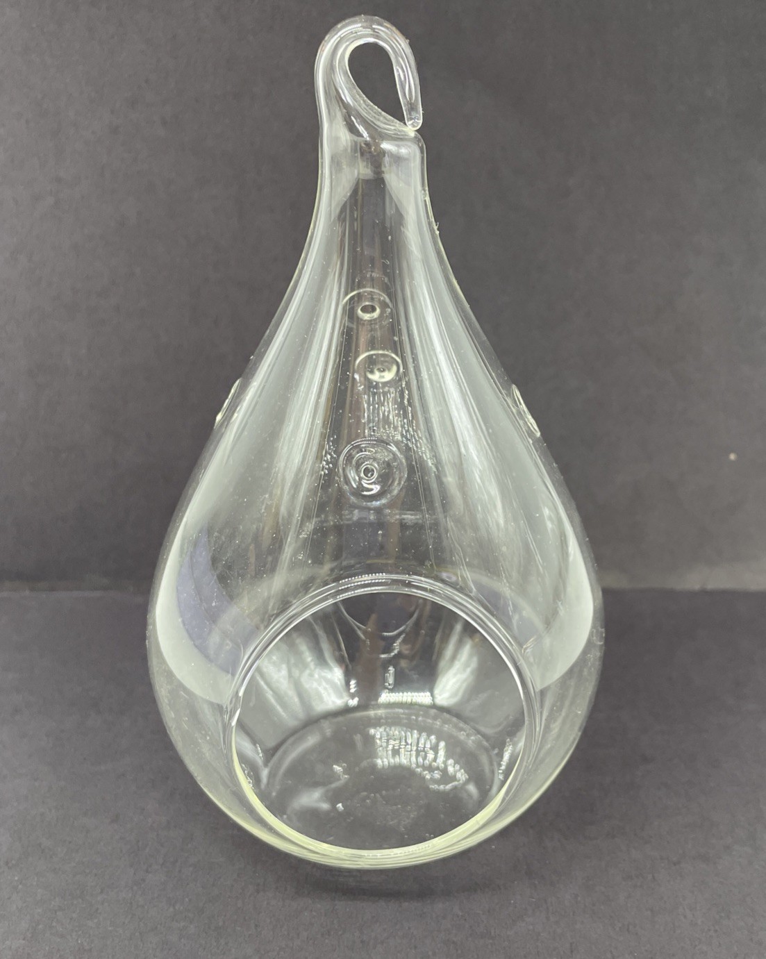 6 Blown Glass Teardrop Hanging Plant Terrarium 5” Clear EUC