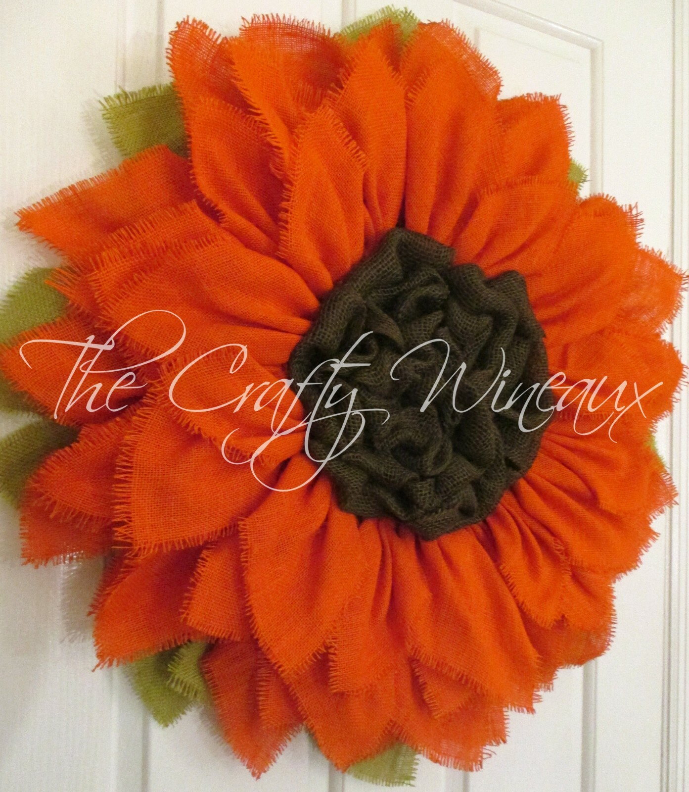 The Crafty Wineaux – Extra Large 30″ Rich Tangerine Burlap Sunflower Wreath