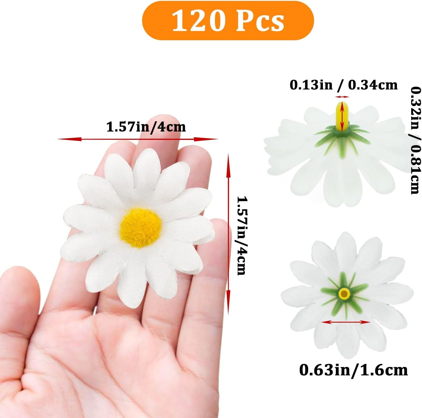120Pcs Silk Artificial Gerbera Daisy Heads, 1.5 Inch Fabric Fake Chrysanthemum F