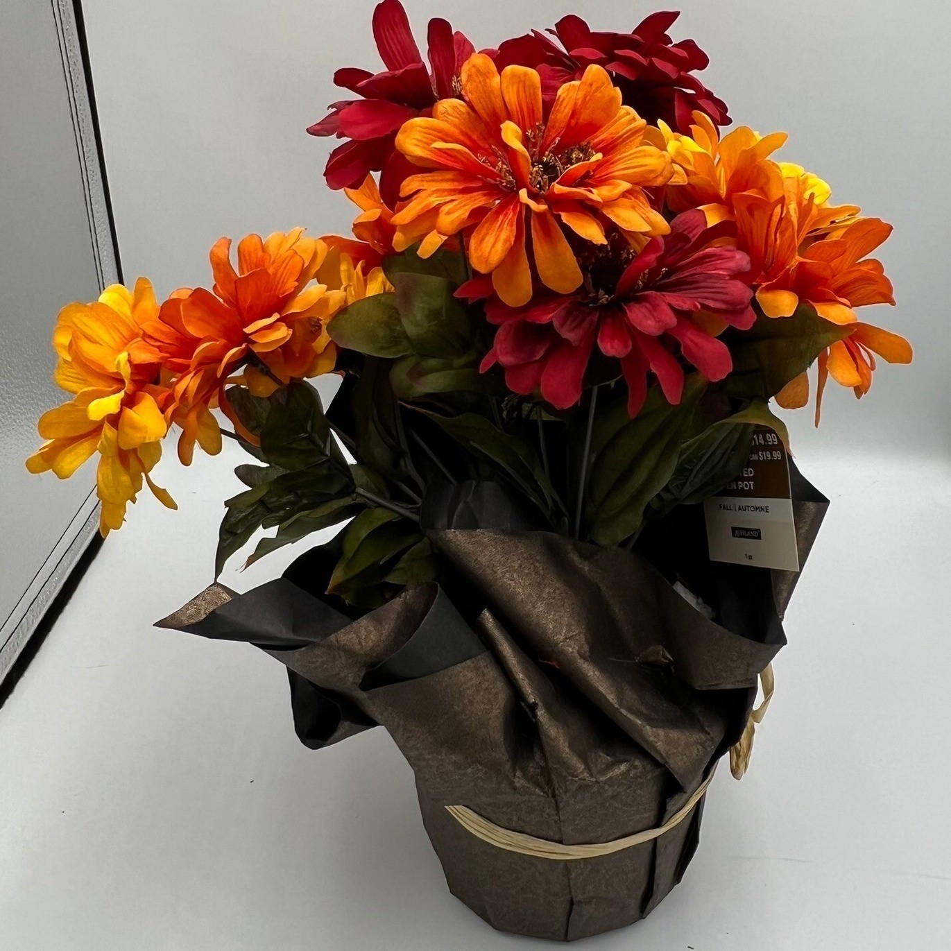 Ashland Faux Floral Potted Plant OS Orange Red NWOT Fall Autumn Decor