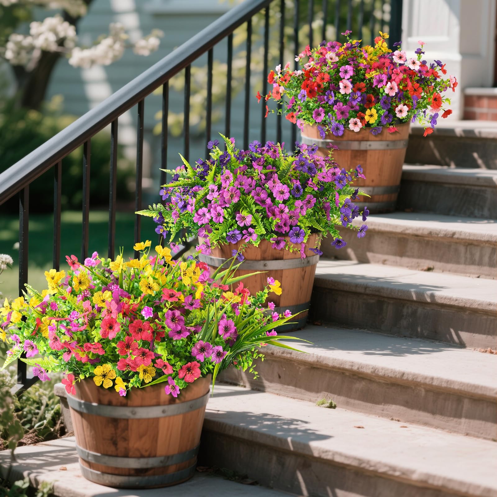 Artificial Flowers for Outdoors Faux Plants Fake Flowers Spring Summer Decora…