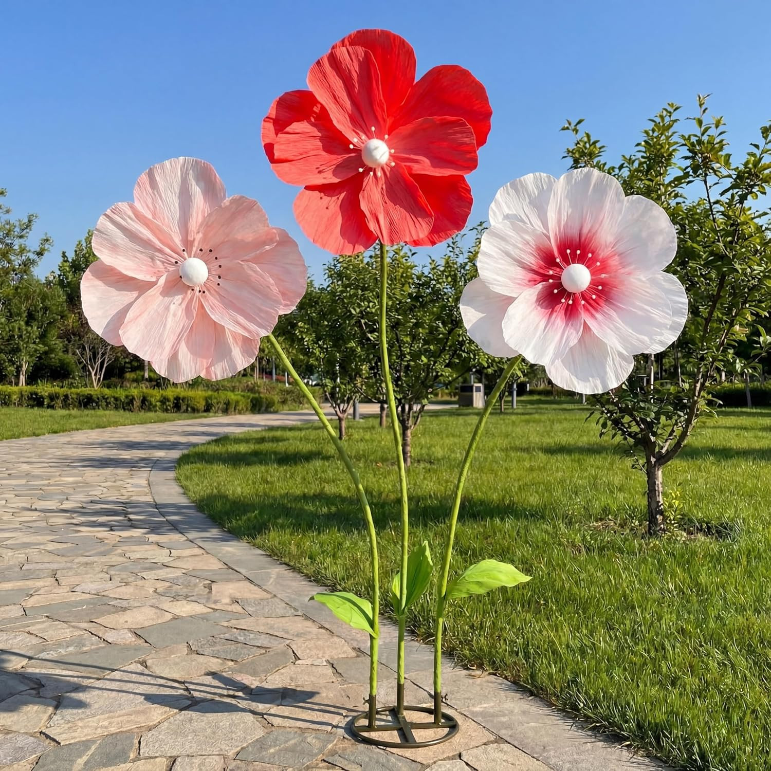 Giant 6.1Ft Artificial Flowers with Stand for Garden Party & Wedding Decor
