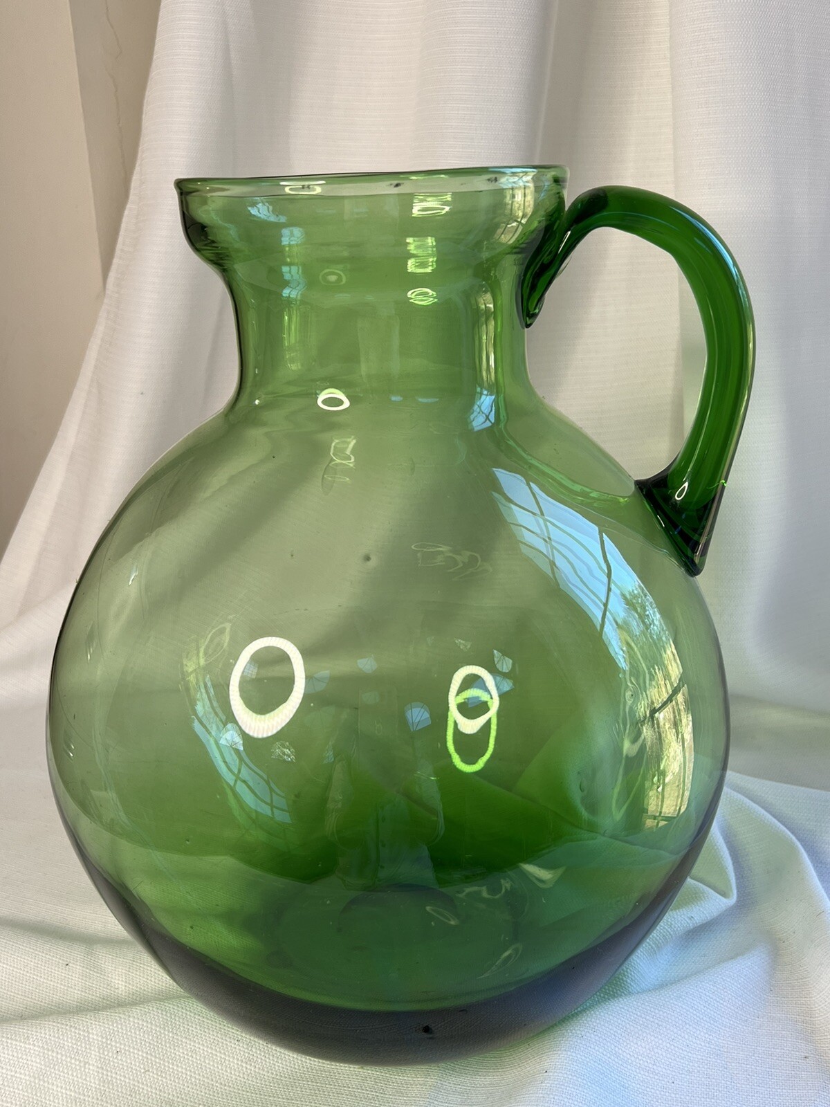 Large Custom Floral Arrangement Realistic Yellow Ranunculus In Green Glass Jug