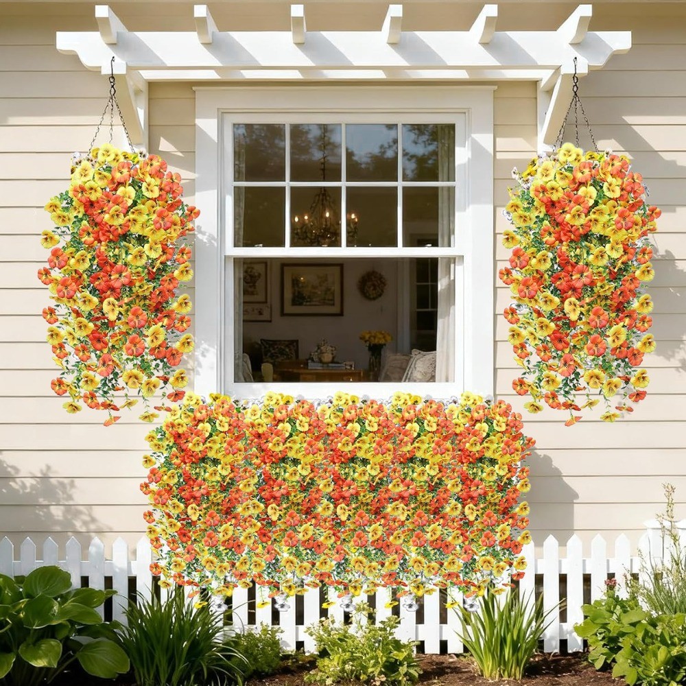 4x Artificial Hanging Orchid Flowers Fake Silk Plants Outdoor Garden Home Decor