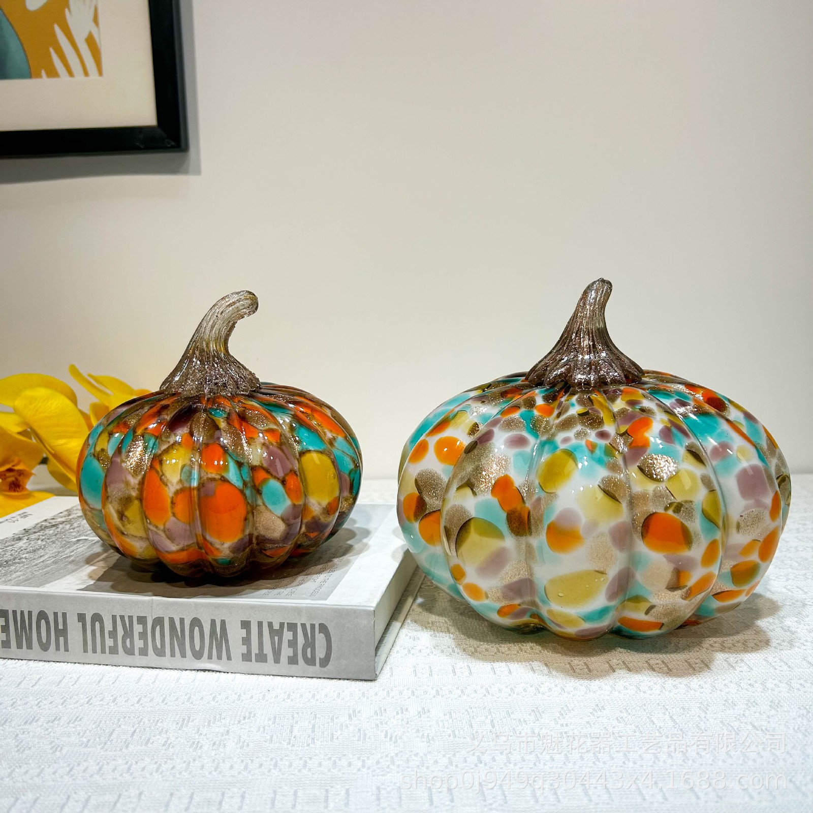Modern glazed design light luxury pumpkin art ornament