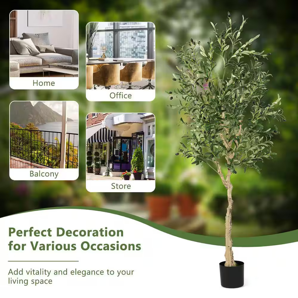 6 Ft. Tall Artificial Olive Tree Faux Olive Plants for Indoor and Outdoor (2- Pa