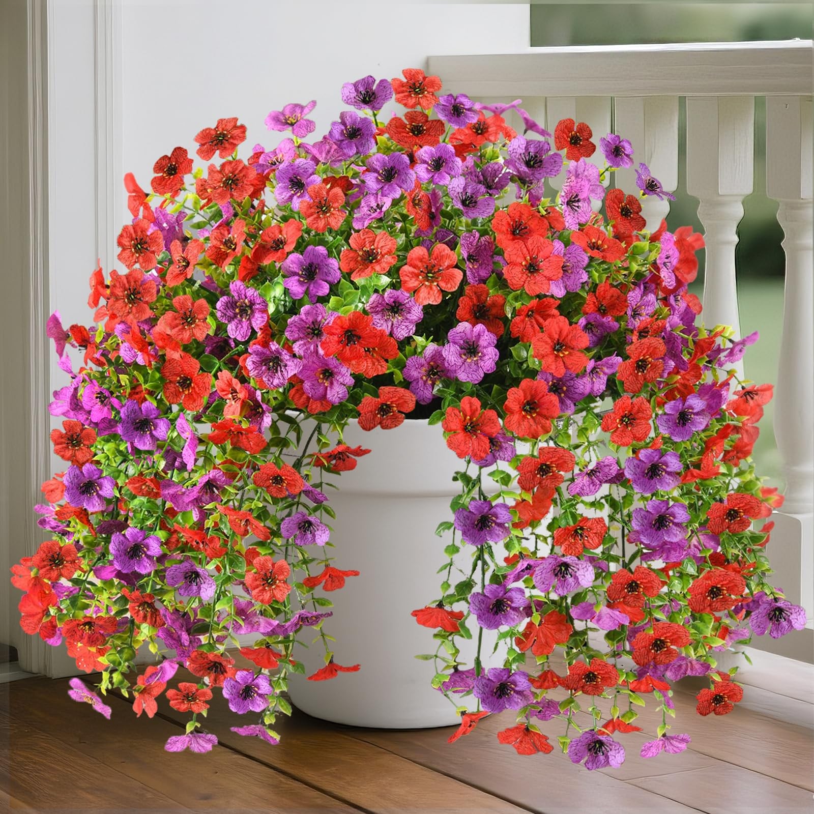2Pcs Artificial Fake Hanging Flowers for Outdoors UV Resistant Artificial Pla…