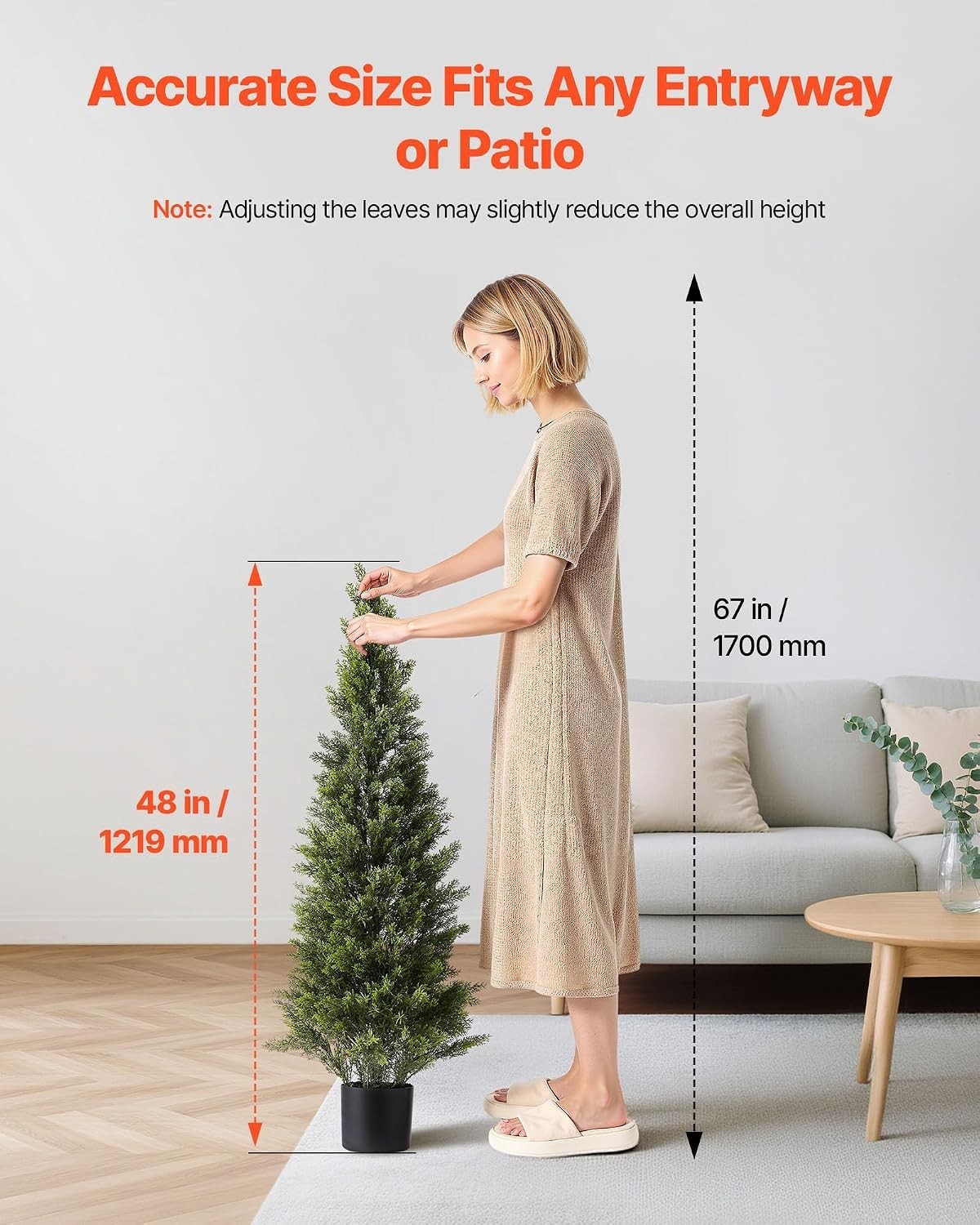 Artificial Cedar Topiary Trees, 48 inch 2 Set Faux Pine Shrubs Plants, Fake S…