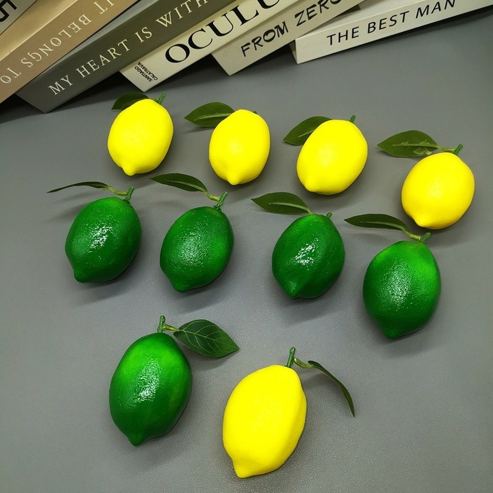 Foam Simulated Lemon Model With Leaves For Home Display And Photography