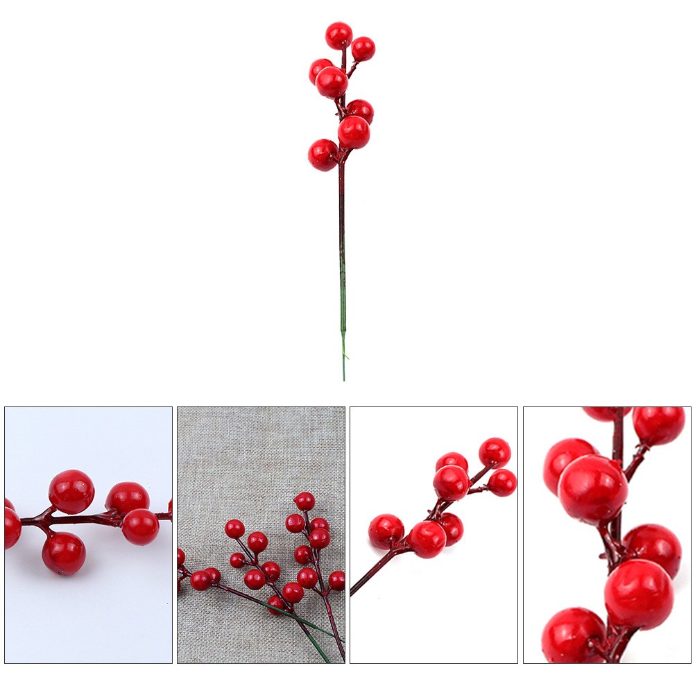 20 Pcs Creative Artificial Berries Simulation Picks Red Berry Adornments Xmas