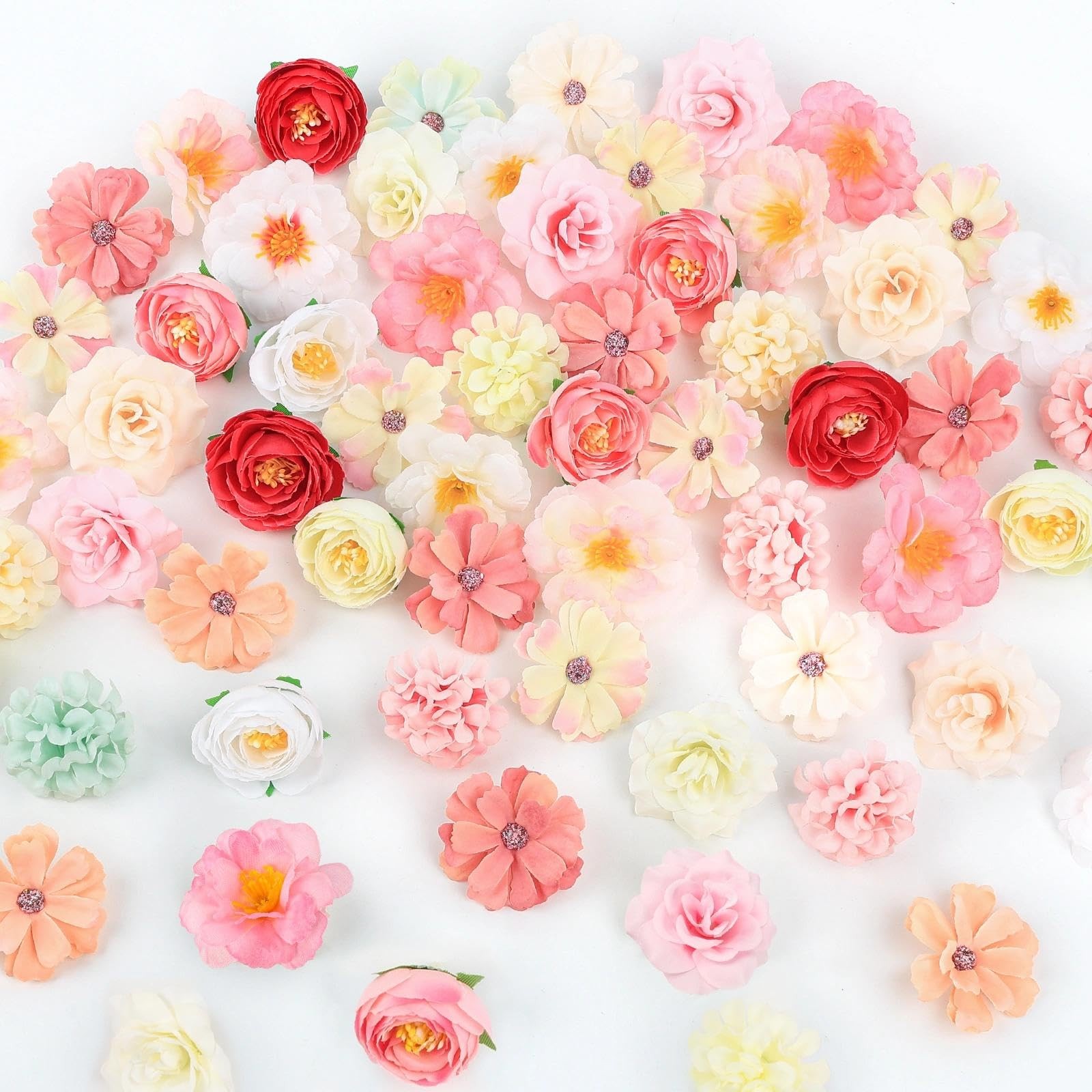 Fake Flower Heads Mini Silk Flowrs Bulk Small Pink Flower 3D Loose Faux Daisy…