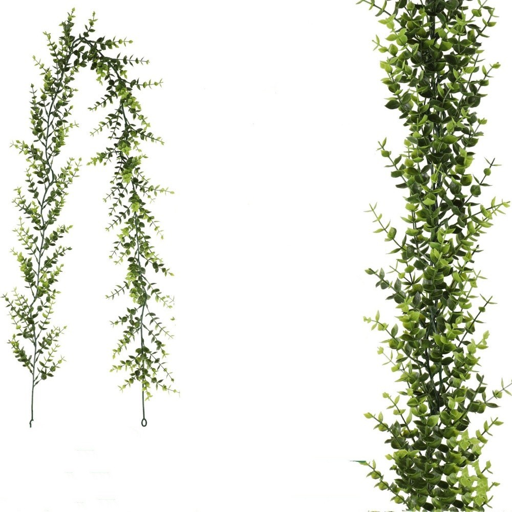 178cm Green Eucalyptus Hanging Vine Wall Decor Artificial Silk Mesh Flower