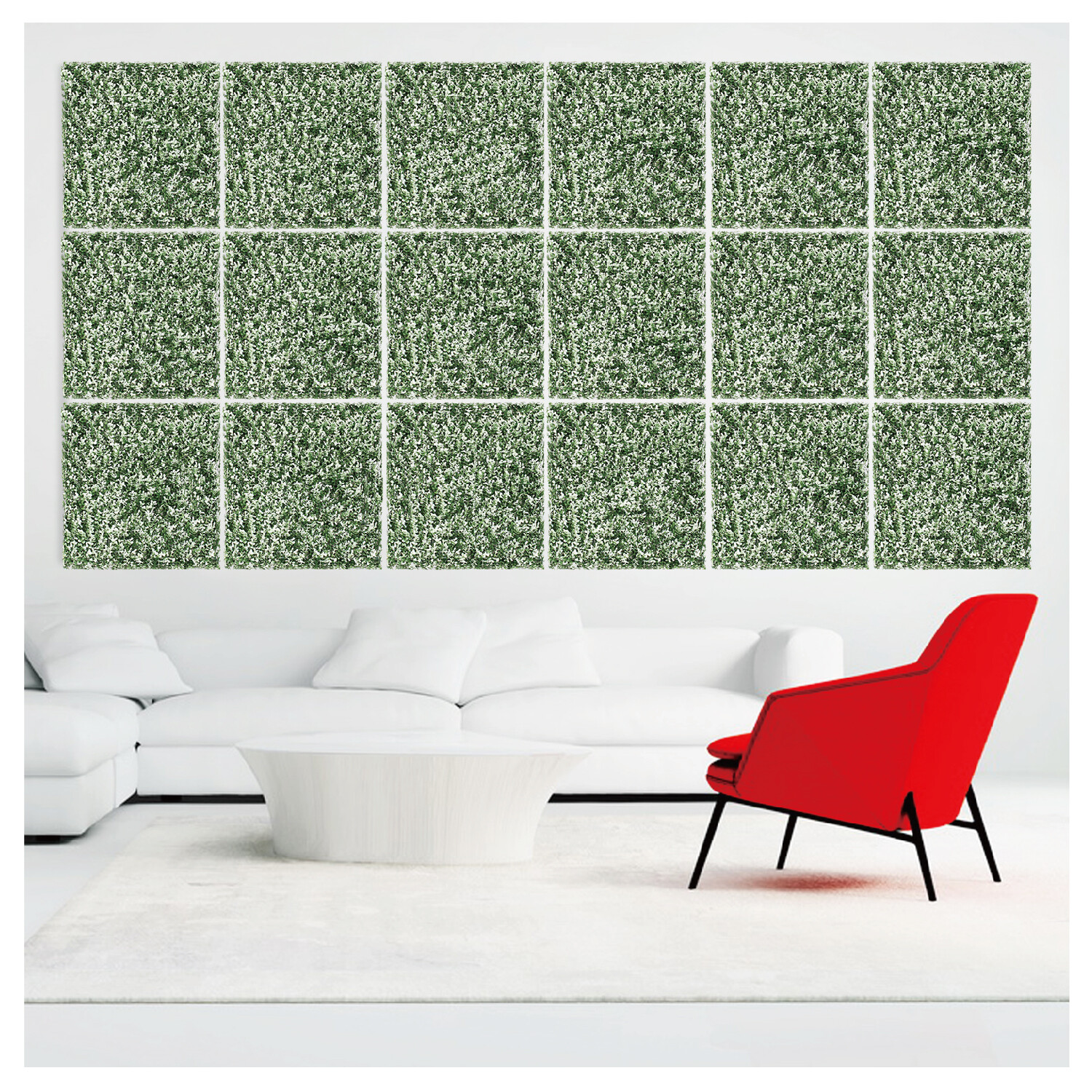 20 in Artificial White Buxus Mat Faux Fence Panel Wall Decor Ficus Grass Hedge