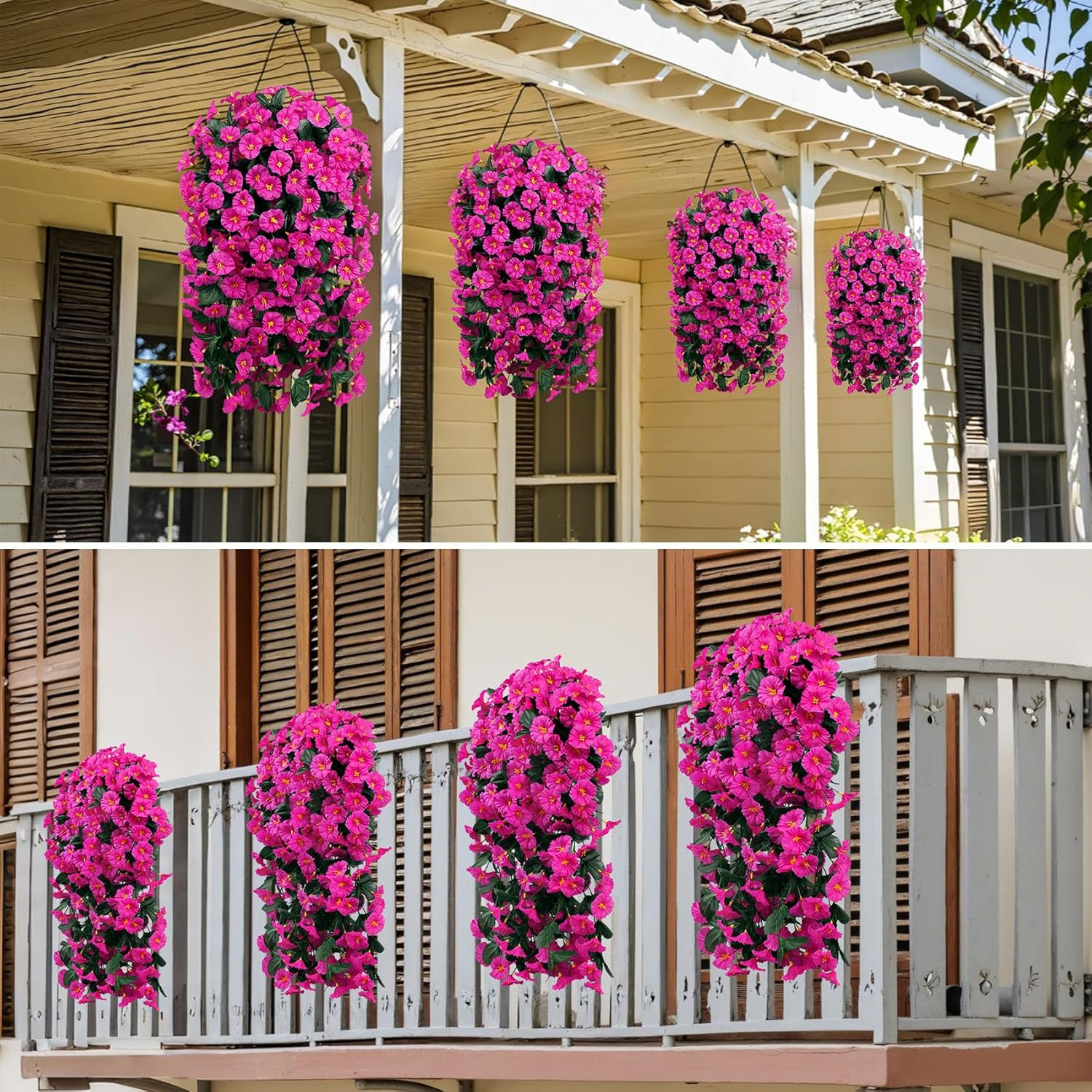 Fuchsia Artificial Hanging Flowers – UV Resistant Silk Plants for Home Decor