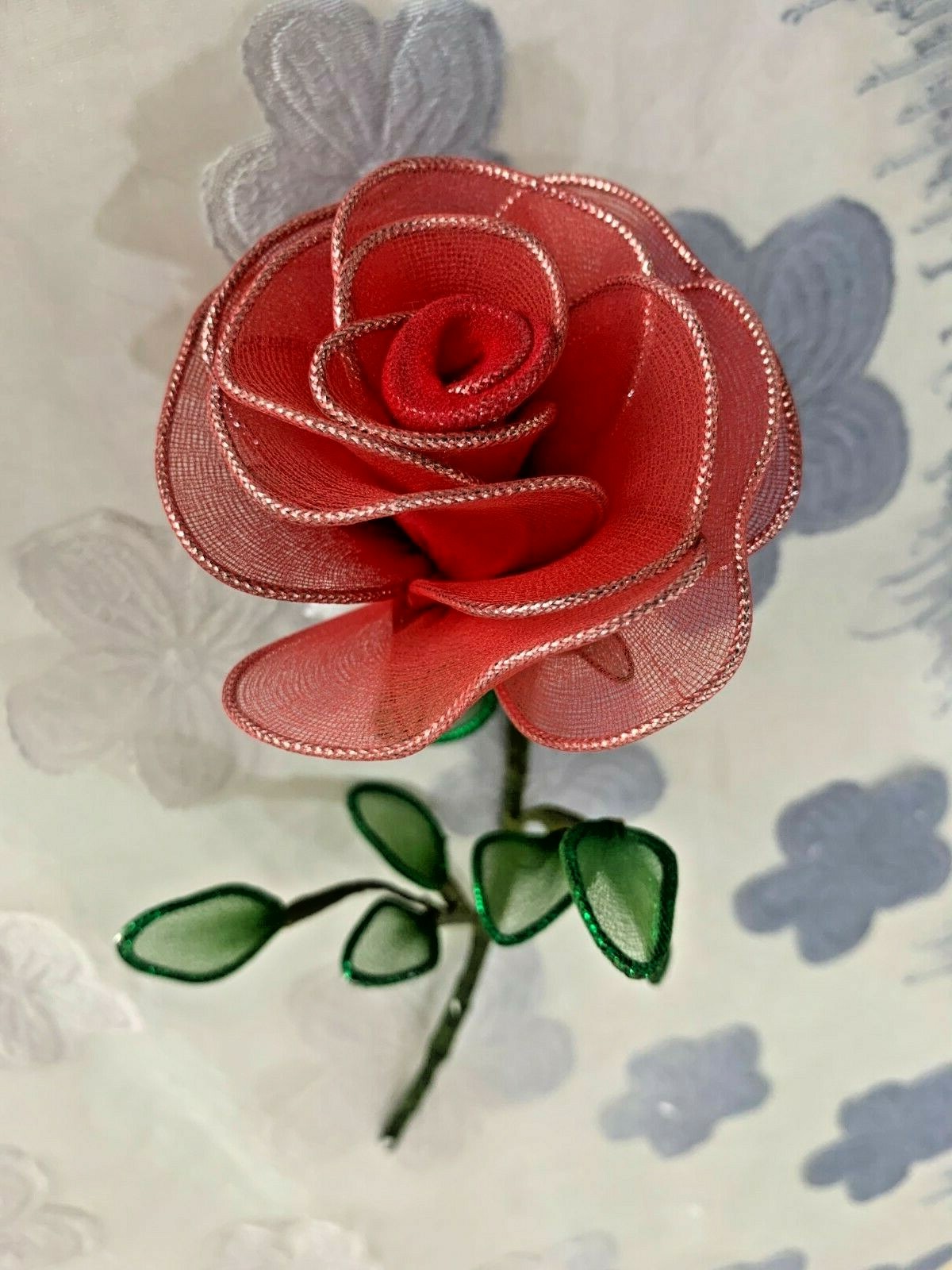 1pcs Rose Flower Thai Cherry Nylon Fabric Artificial Handmade Decorate Hang Vase