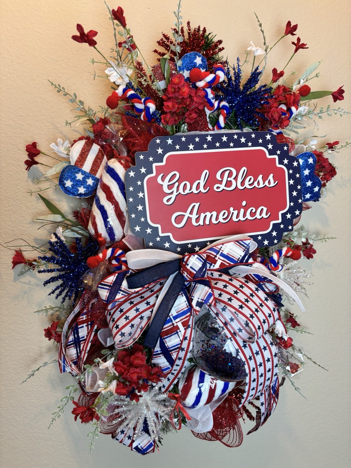 Patriotic wreath, American Flag Wreath, 4th Of July, Memorial Day, Military