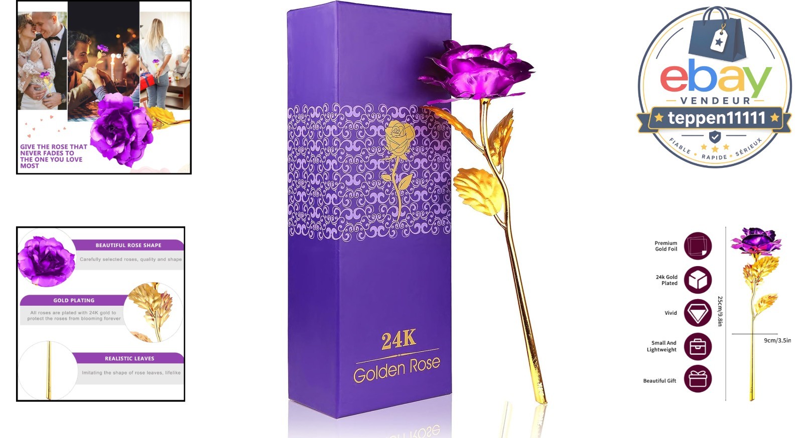 24K Golden Rose Artificial Flower Gift Luxury Box Valentine’s Day Gift