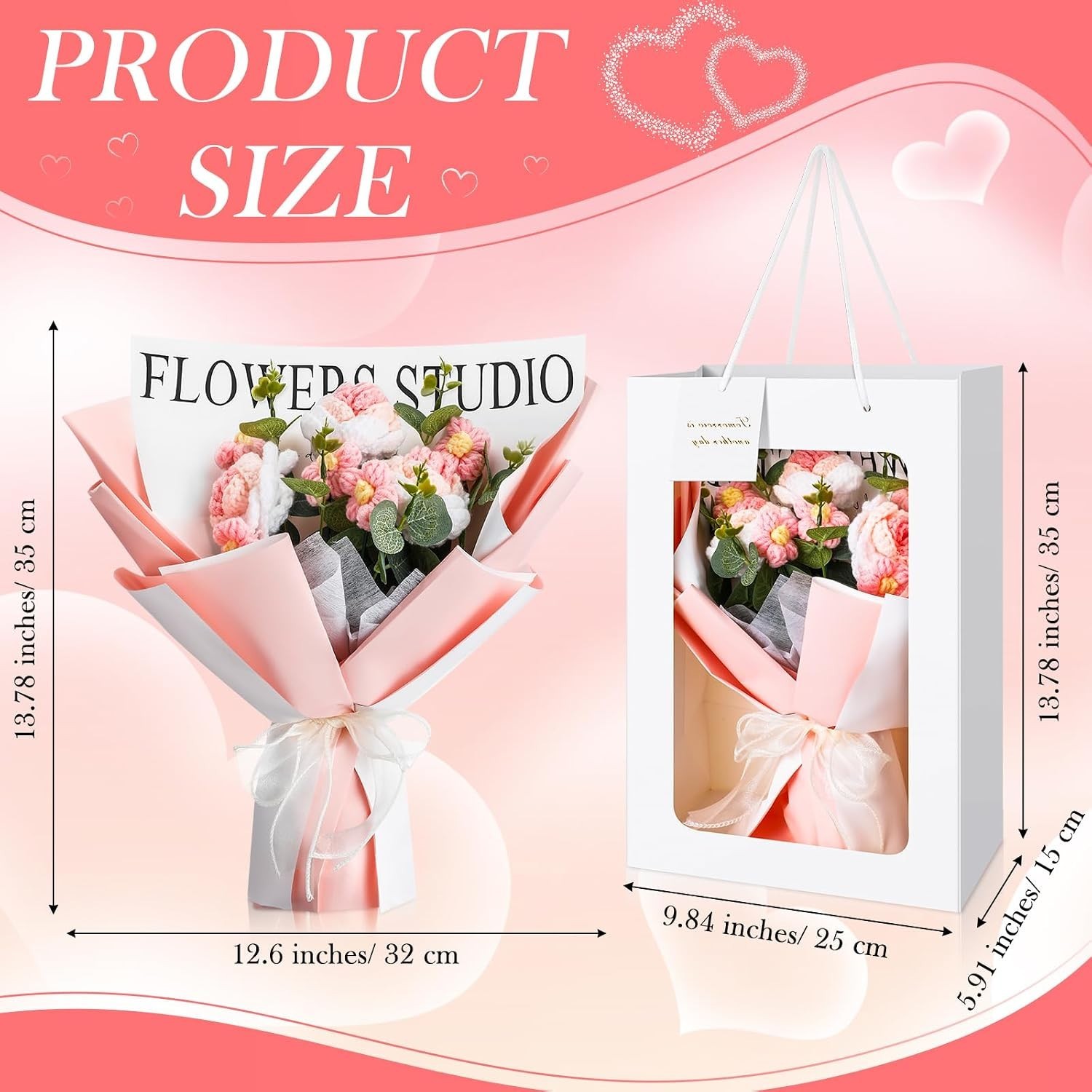 Graduation Crochet Flower Bouquet Class of 2026 Knitted Artificial Rose Yarn …