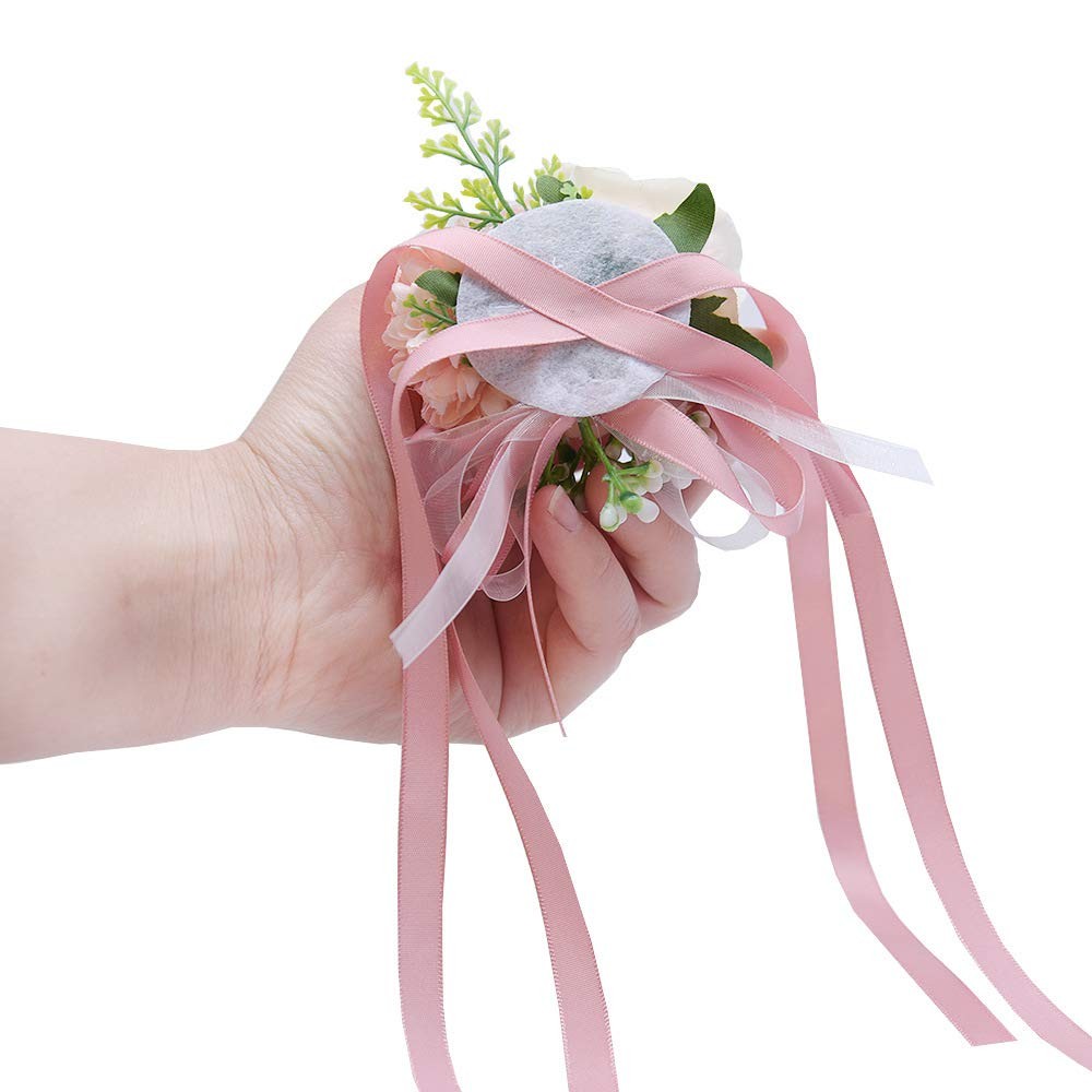 2PCS Rose Flower Wrist Corsage Boutonniere Set Handmade Artificial Corsage Se…