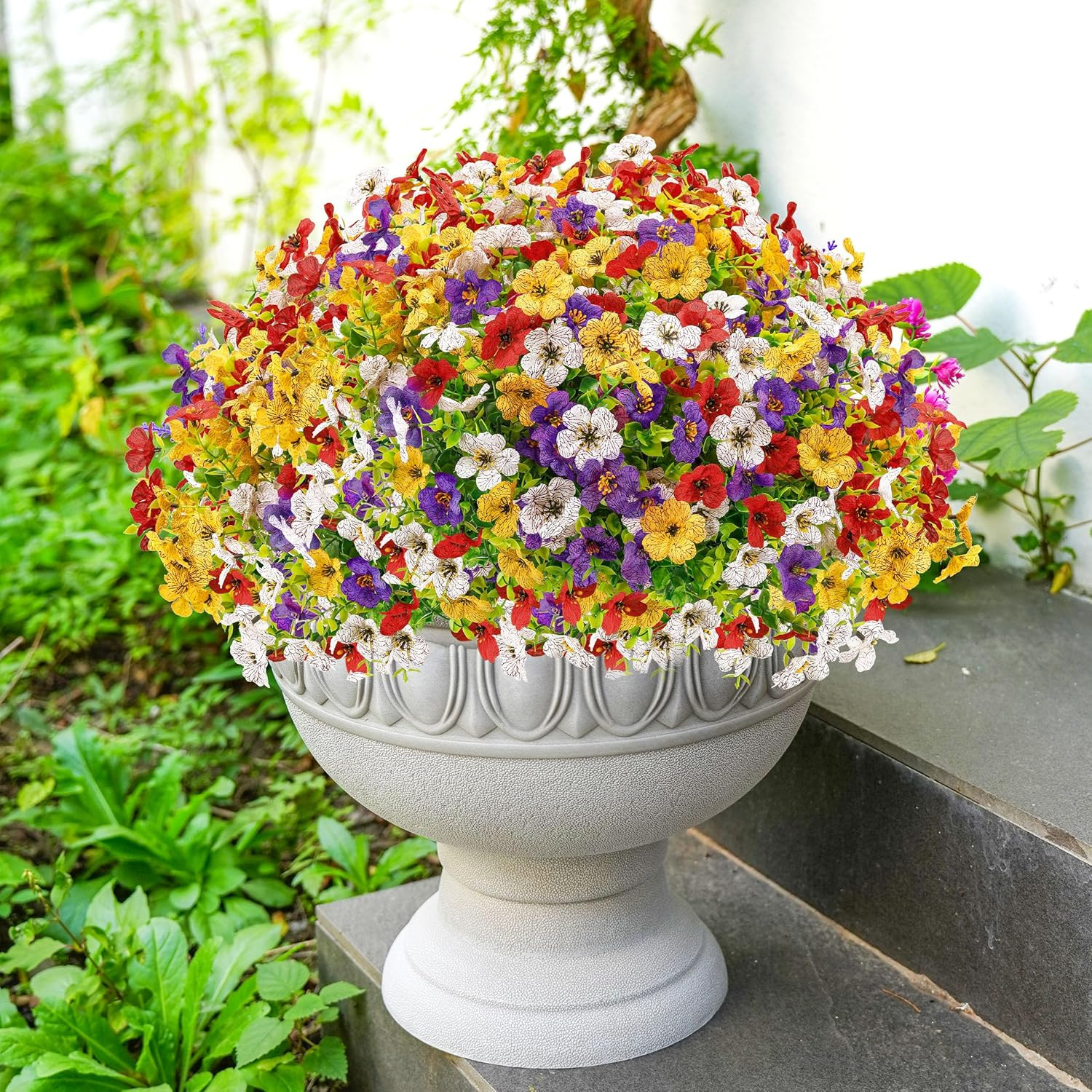 24 Pack Artificial Plants for Outdoors Fake Flowers Spring Decoration Silk Color