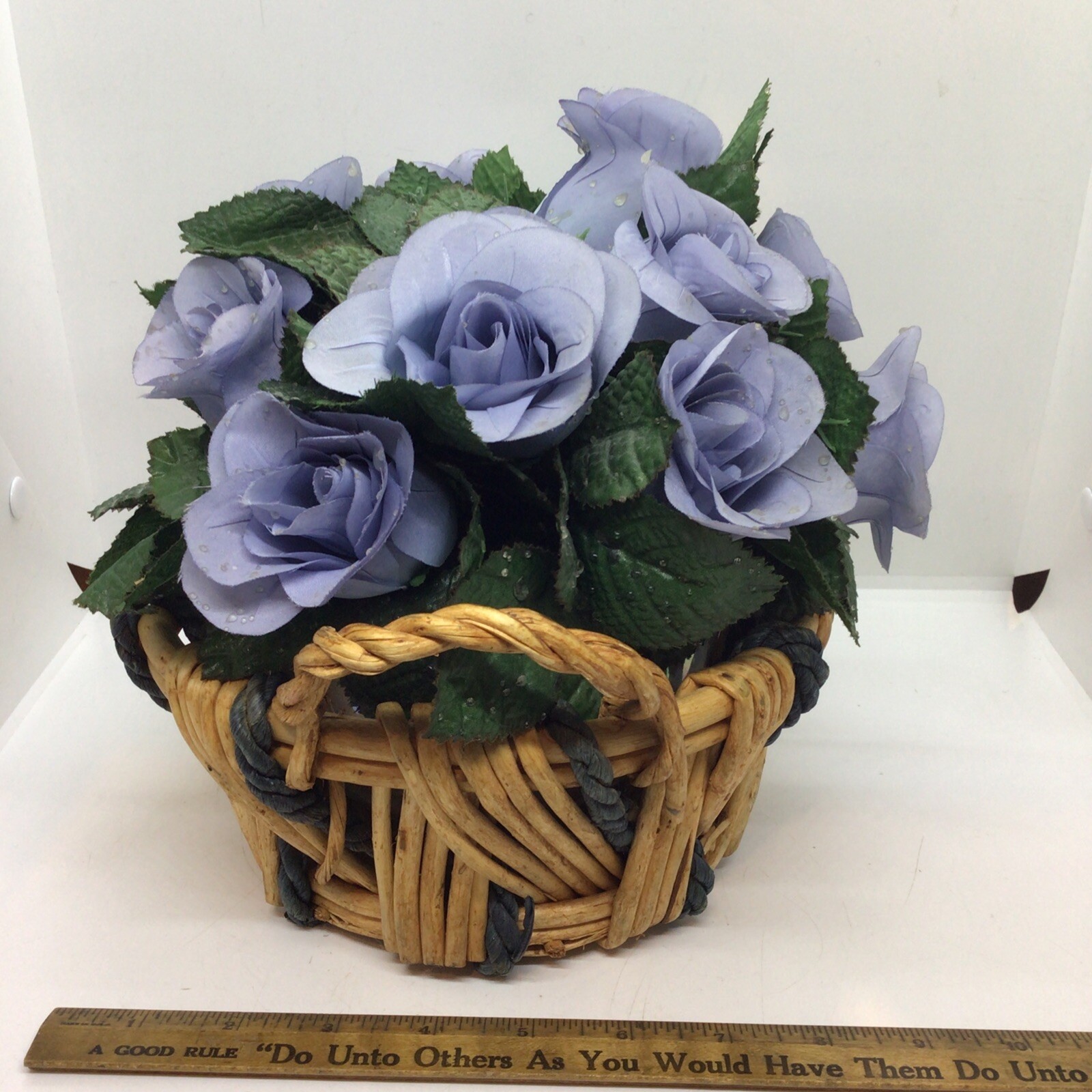 Artificial Violet Planter Basket Faux Indoor House Plant Mother Of Pearl Vase
