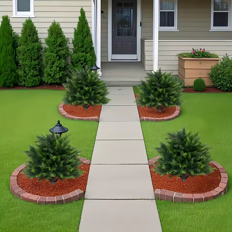 2Pack Artificial Cypress Topiary Christmas Tree with Spike Faux Cedar Bushes