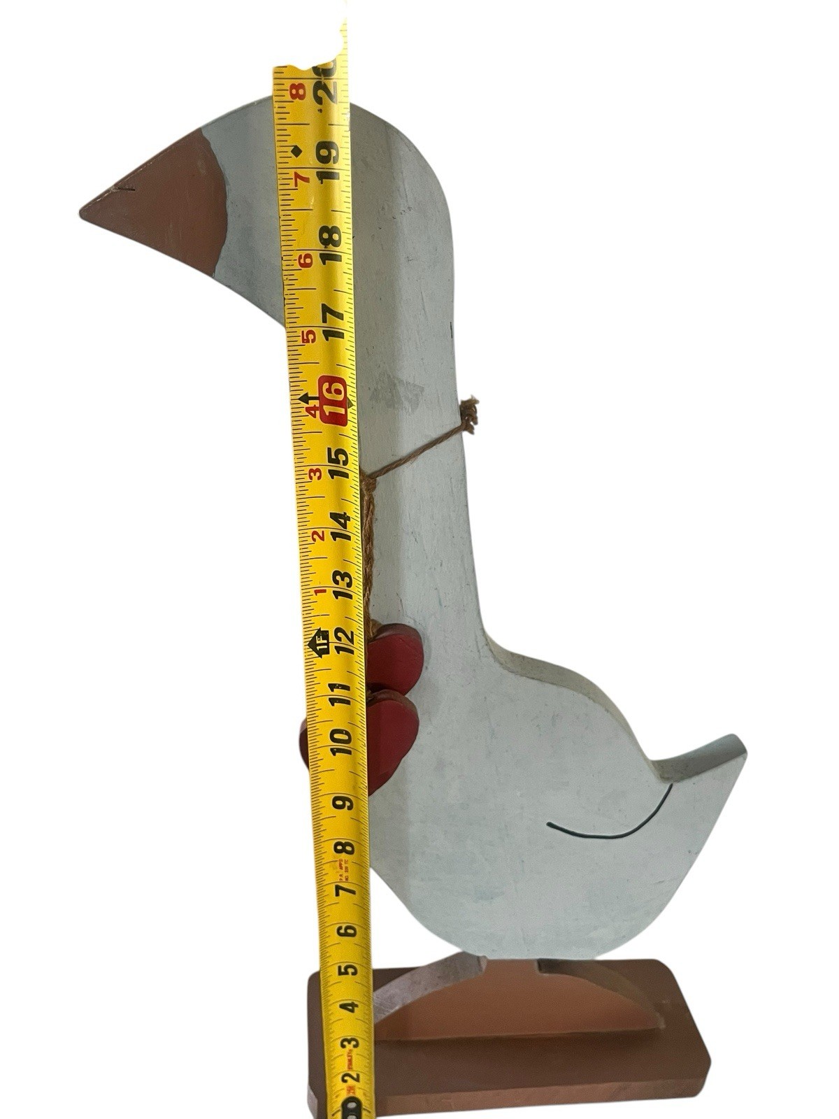 VTG Cottagecore Primitive Goose LARGE WOOD FIGURE Hand Painted Statue 20”