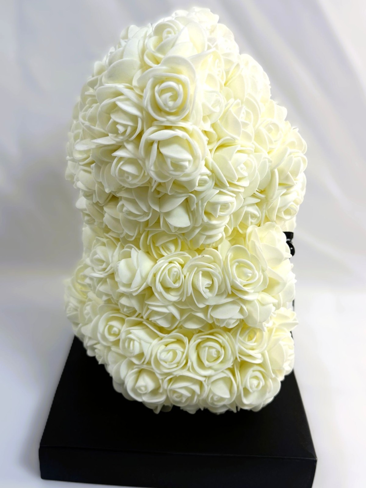 White Rose Bear Gift in Box Foam Flower Teddy Decoration New