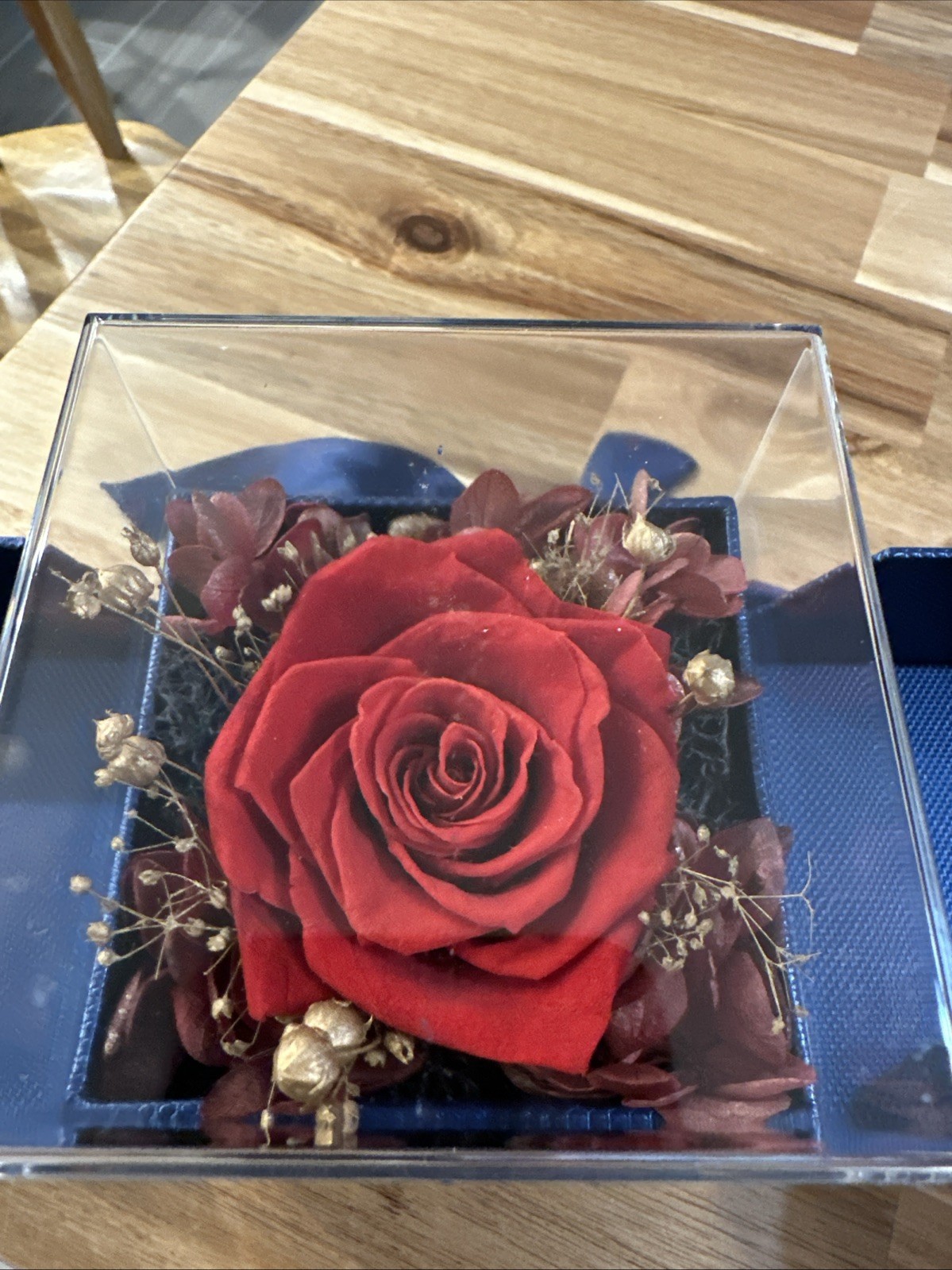 Preserved Eternal Real Red Rose Flower Gift Box With Jewelry Box Best Wishes