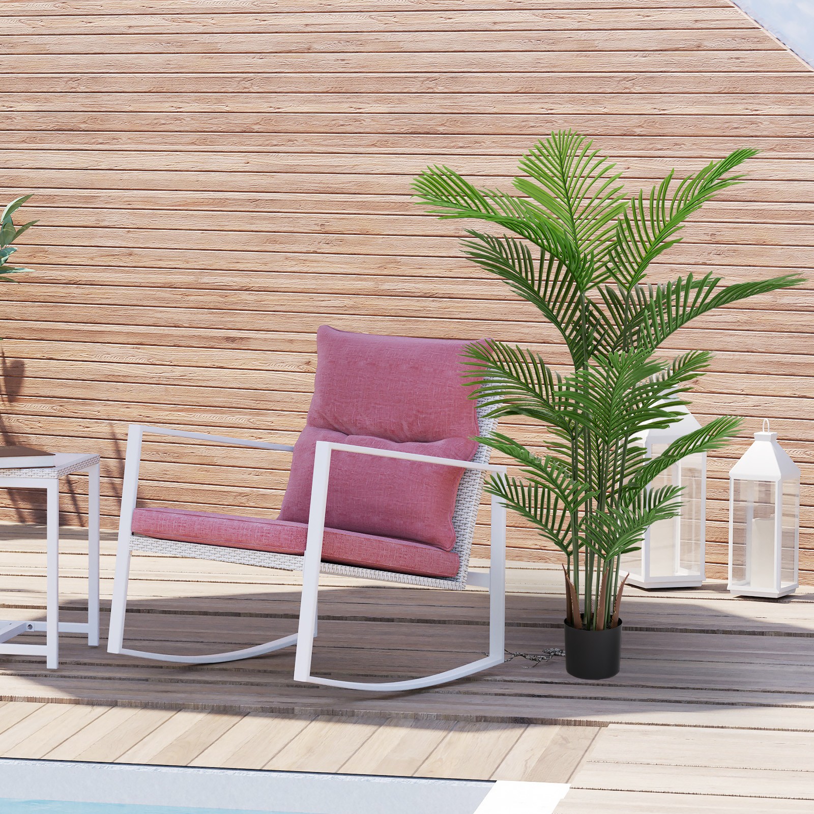 Artificial Areca Palm Plant 5.2ft Tall Faux Tropical Tree in Pot 2pcs/set