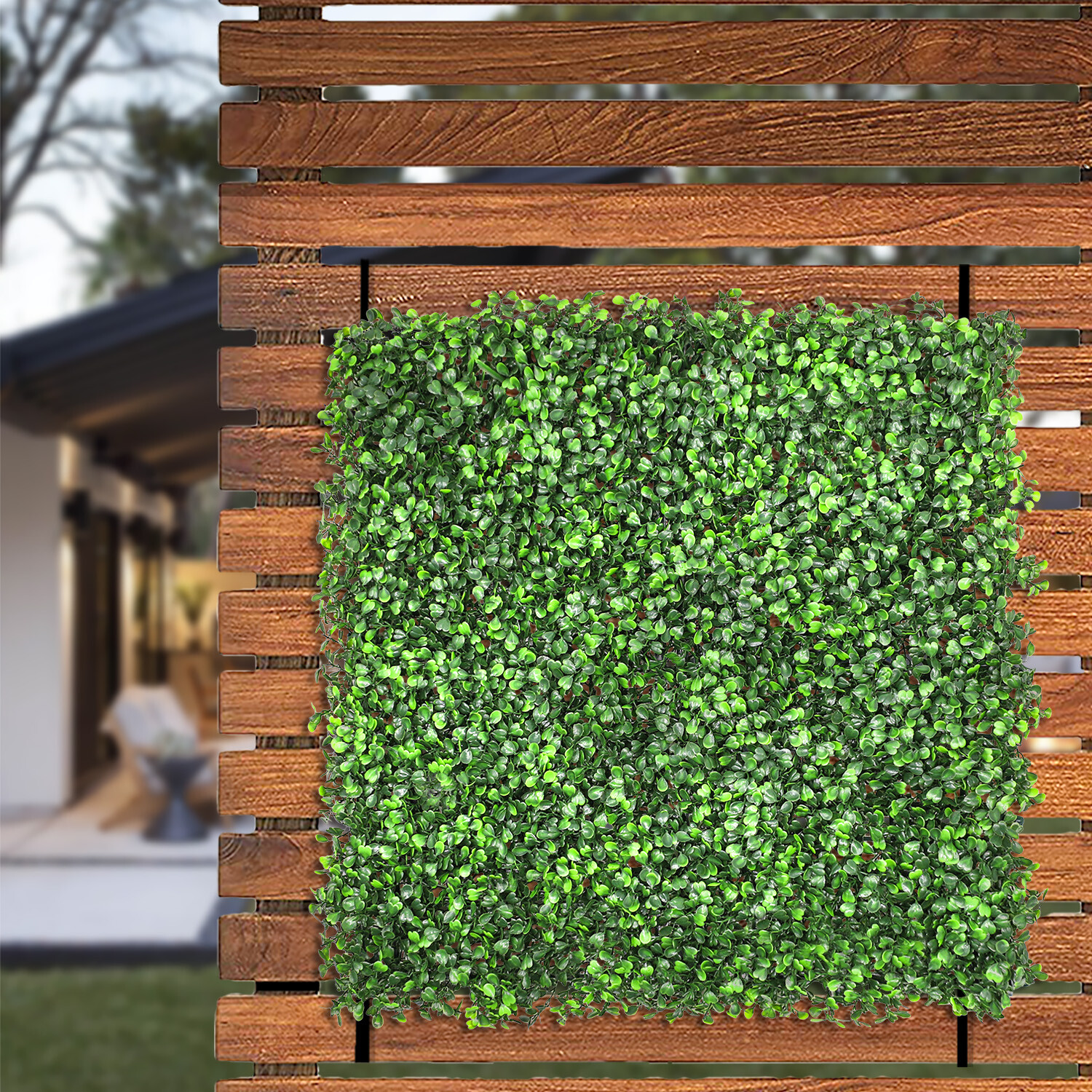20″x20″ Artificial Faux Leaf Greenery Boxwood Fence Screen Wall Decor Panel