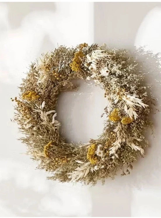 Hearth & Hand Preserved Spring Grass & Flower Brown & Gold 21″ Hanging Wreath