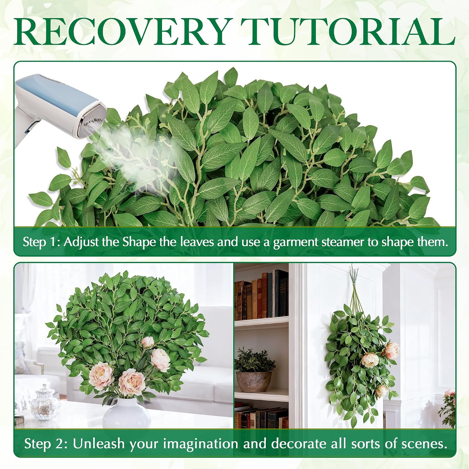 Fake Leaves(24Pack) Faux Greenery Stems,Silk Greenery,Artificial Tree Branches,F
