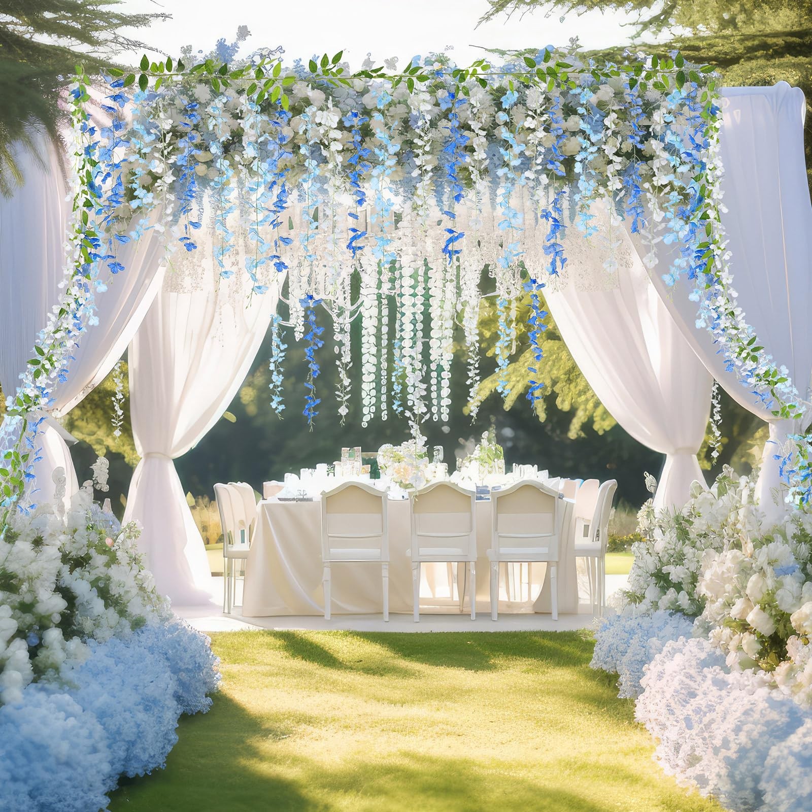 8pcs Wisteria Artificial Flowers Garland, 7.2Ft/Piece Wisteria Hanging Flower…