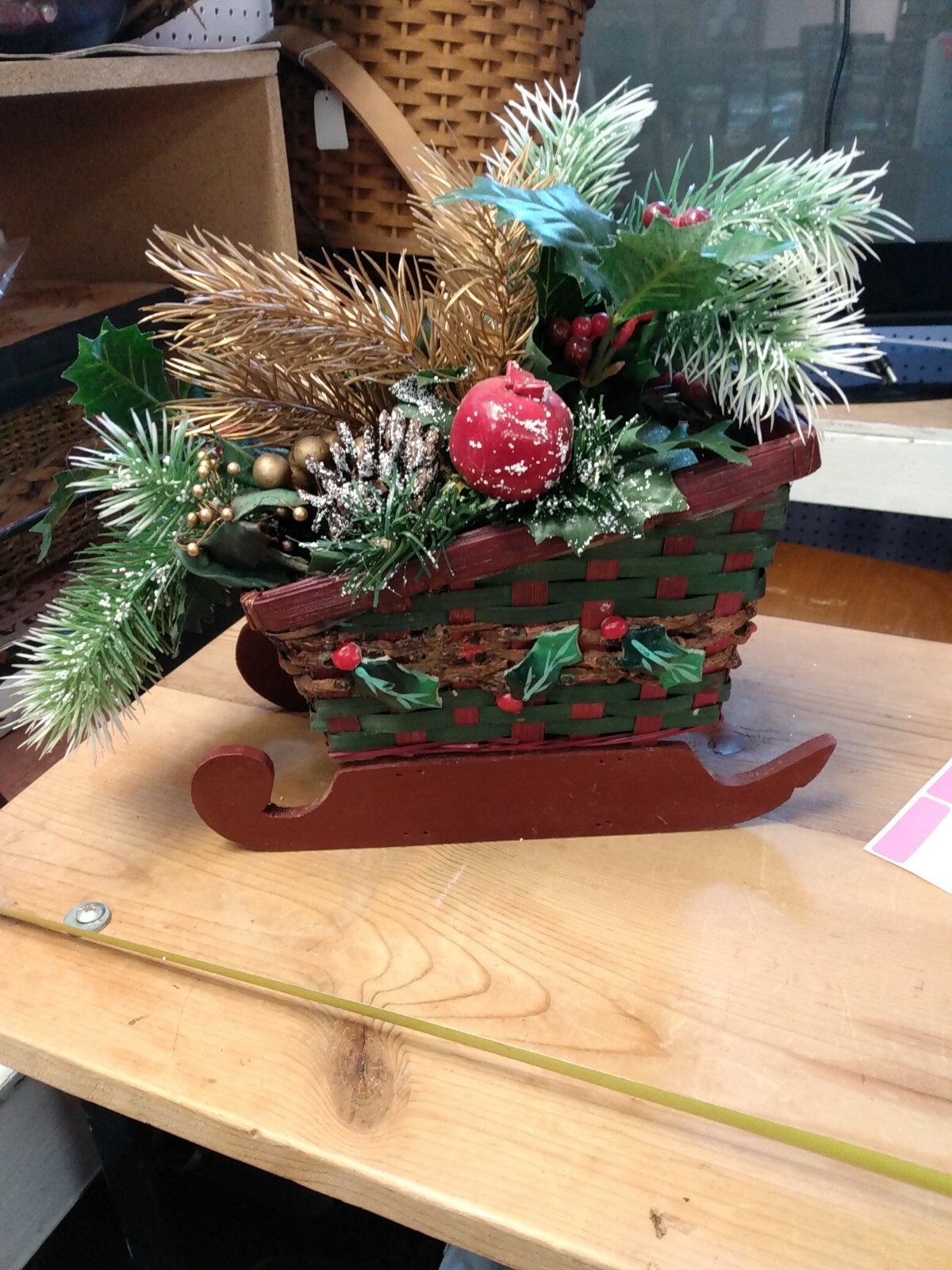Small Sled Floral Arrangement Decor Eg