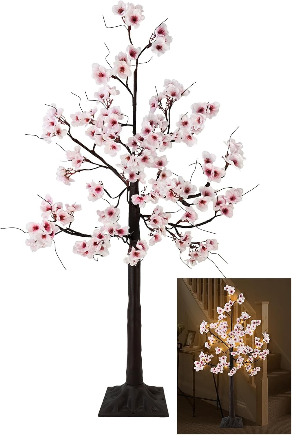 Uieke Cherry Blossom Tree, 6FT 96 Fairy Lights Artificial Lighted Tree Pink