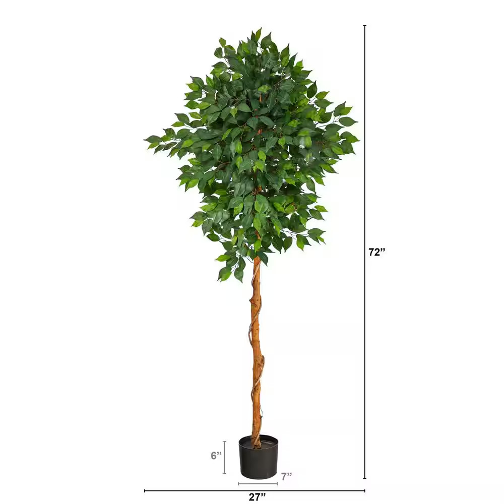 Nearly Natural Artificial Trees 27″x72″ Plastic Ficus Nursery Indoor Pot Green