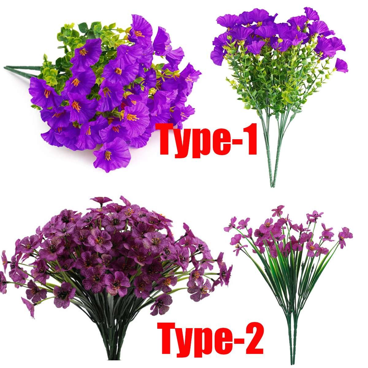 Artificial Flowers Bundles Outdoor Home Decor UV Resistant Fake Flowers Plants