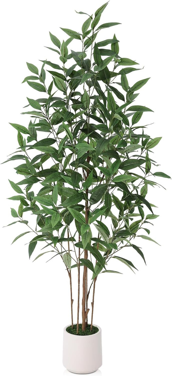 5Ft UV Resistant Artificial Eucalyptus Tree with White Planter for Indoor/Outdoo