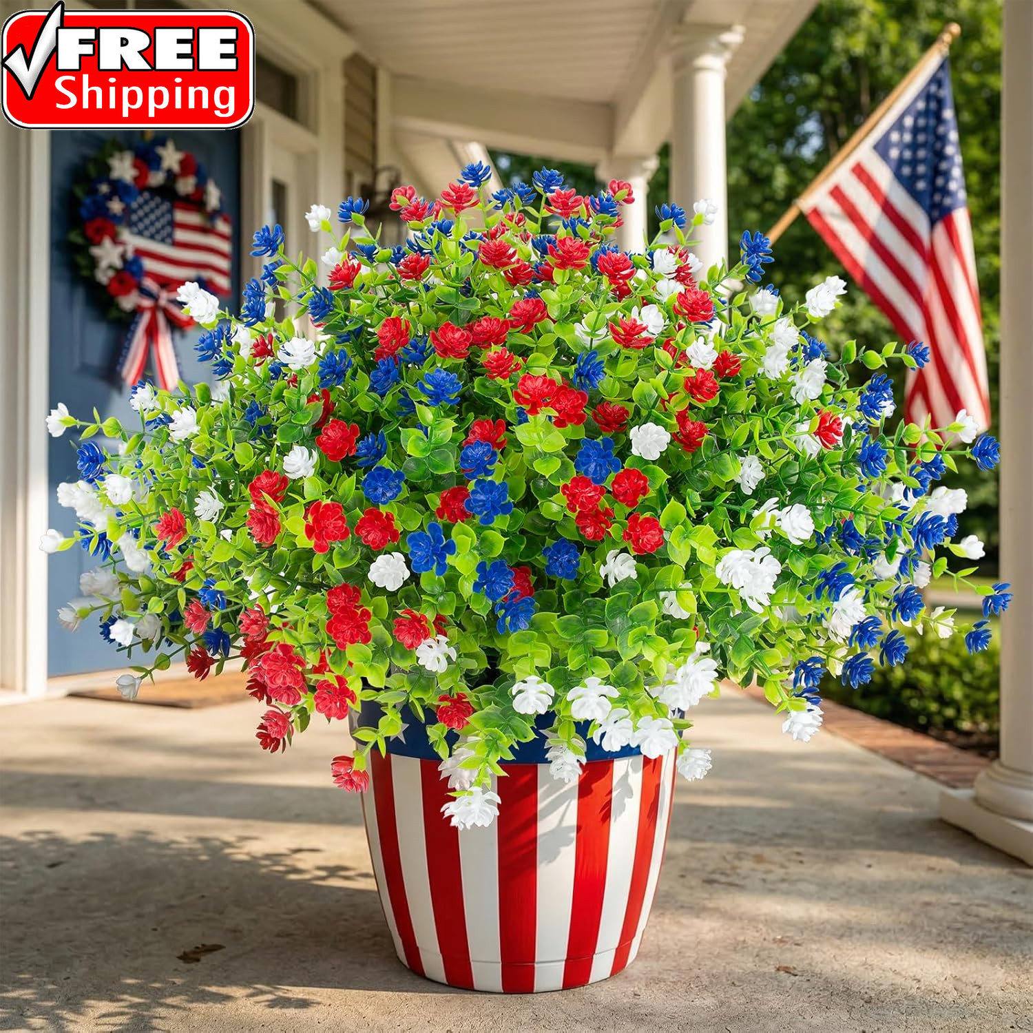 12 Pcs Artificial Flowers Outdoor, Faux Artificial Plants UV Resistant Plastic P