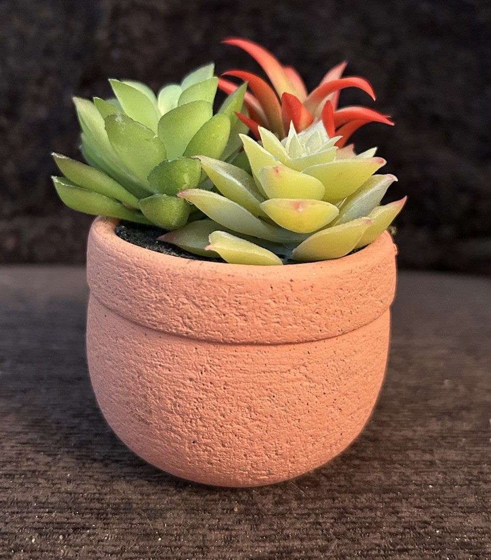 Small Artificial Succulent Plant Arrangement Terracotta -Style Pot Shelf-Window