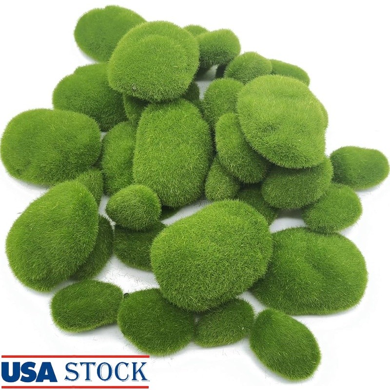 40PCS Faux Moss Rocks Foam Decorative Stones Miniature Gardens Dioramas Planters
