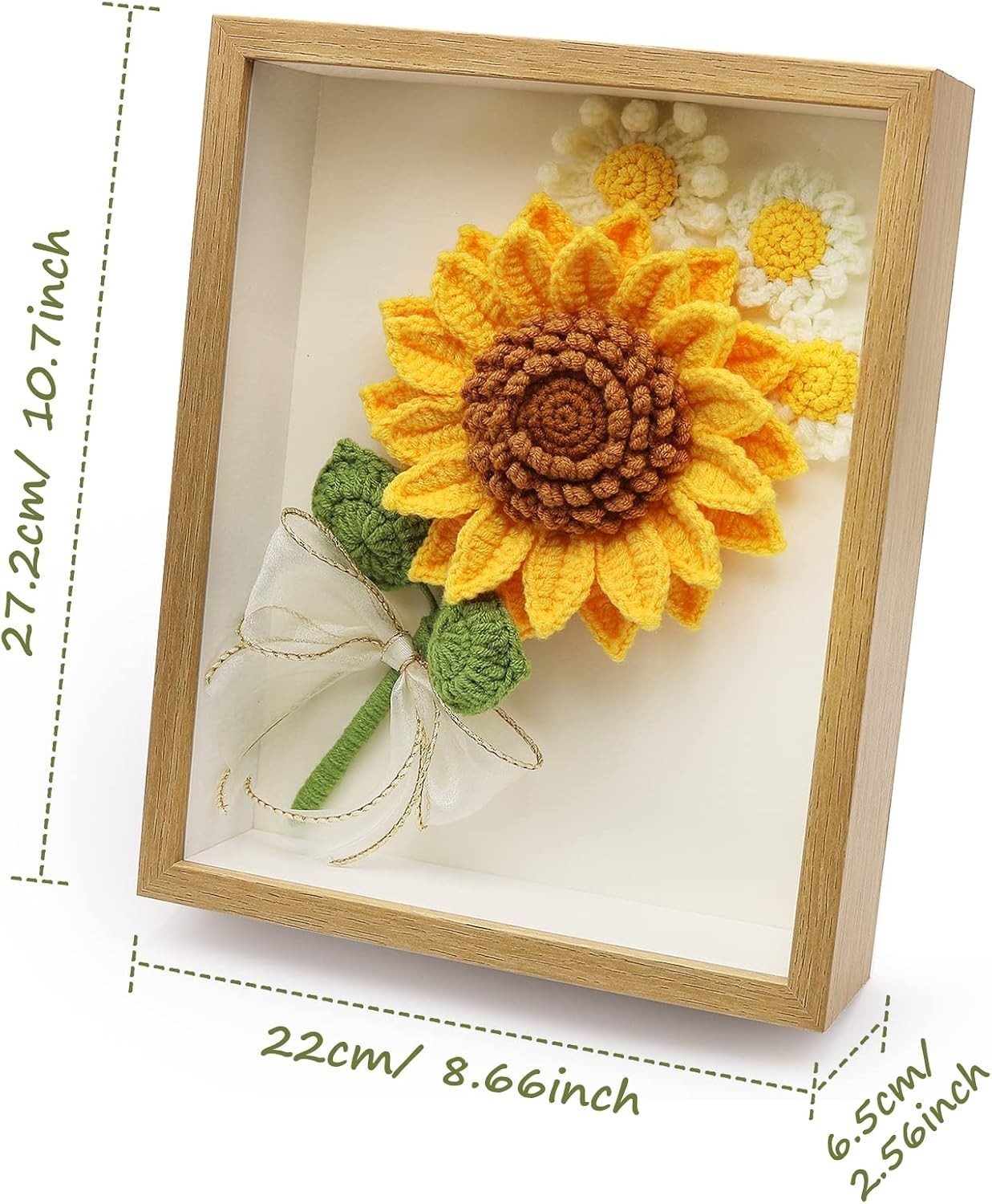 Crochet Flowers Photo Frame, Crochet Sunflower and,Daisy, Sunflower Photo Fra…