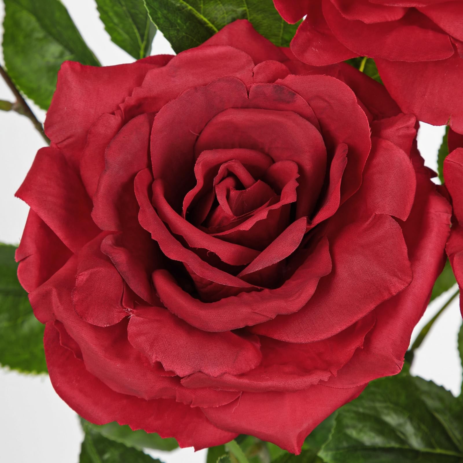 3Pcs Red Roses Artificial Flowers Bouquets 26.3″ Fake Flower Arrangements Sil…