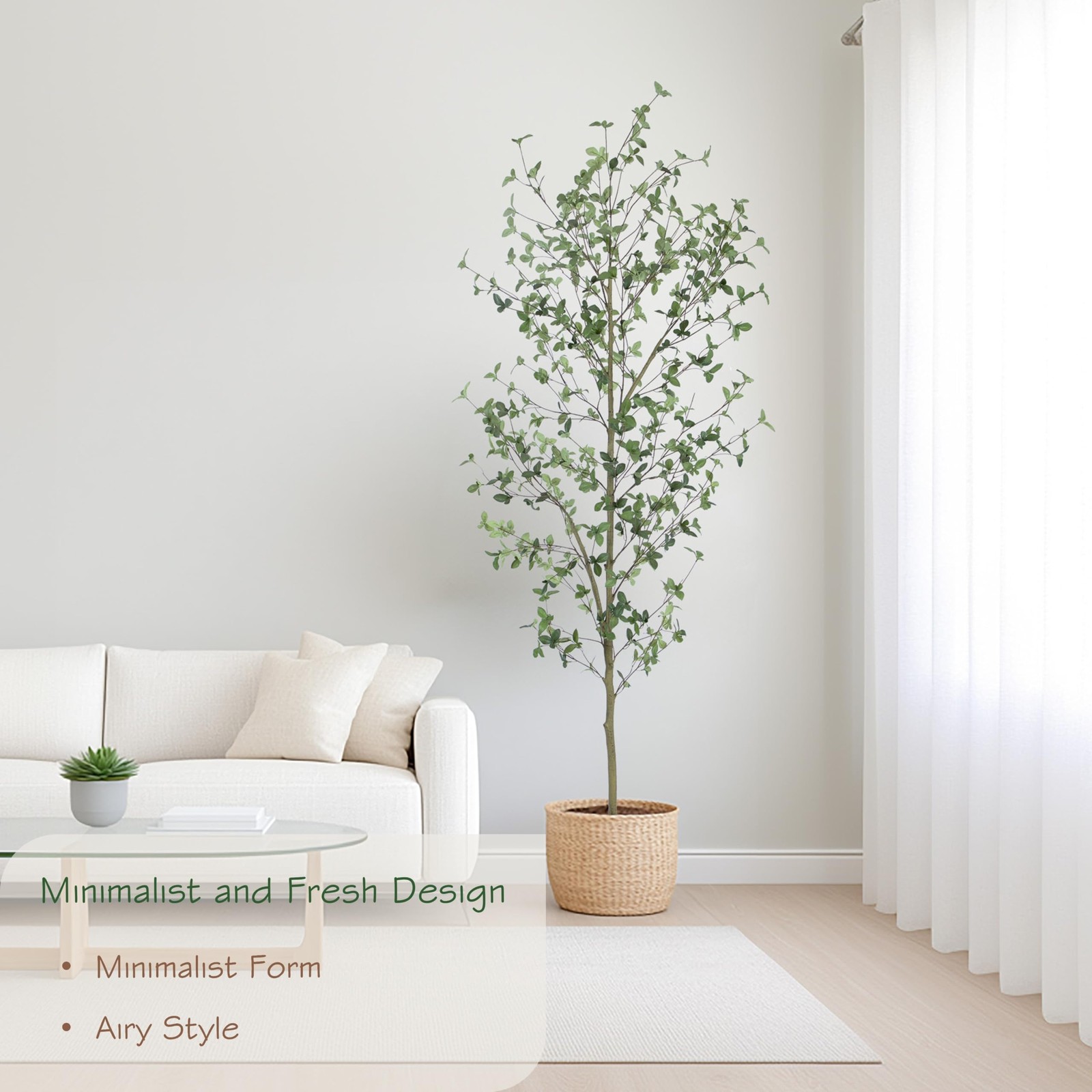 Bellacat 7ft Artificial Quince Leaf Tree Realistic Trunks, 84in Faux Quince